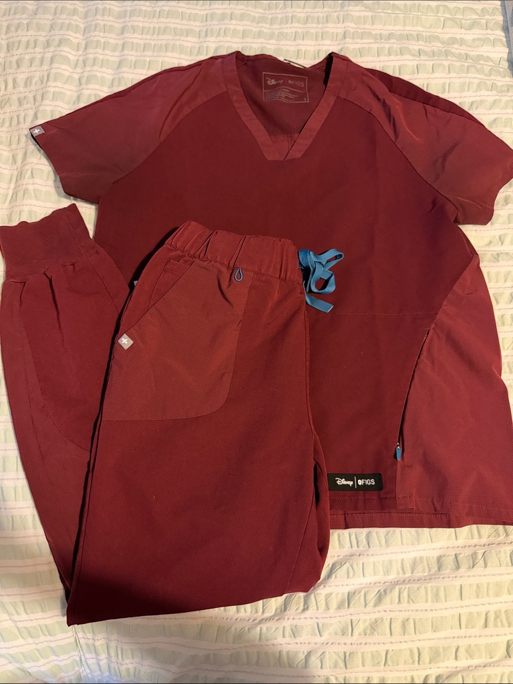Figs x disney maroon scrub set